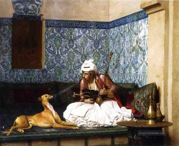  hund - Arnaut bläst Rauch in der Nase seines hund griechisch Araber Orientalismus Jean Leon Gerome
